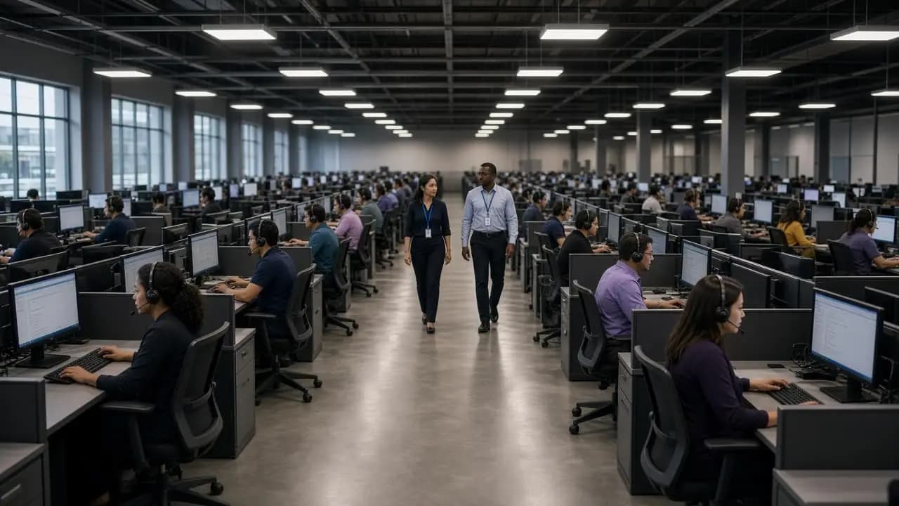 Large BPO contact center floor