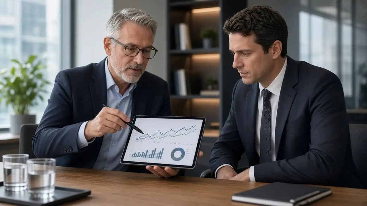 Financial advisor reviewing portfolio with a client