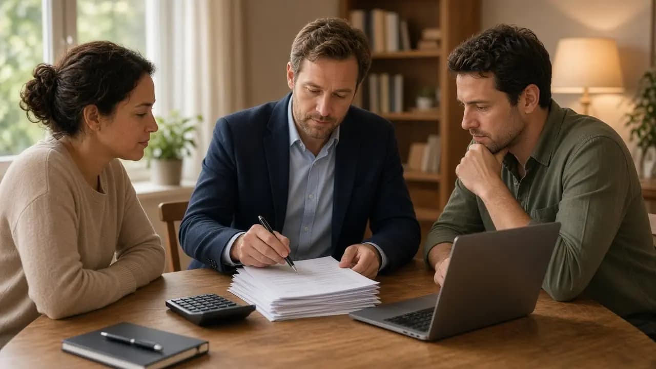 Loan officer meeting with homebuyers at desk