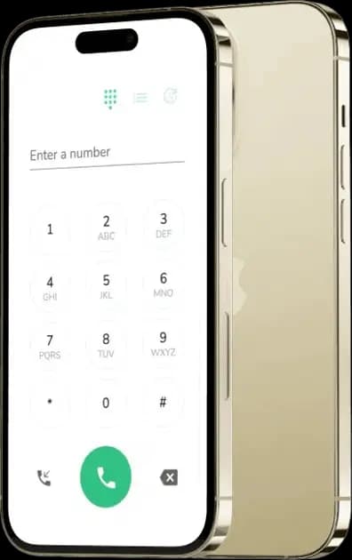 Softphone dialer mockups representing multi-mode enterprise dialing